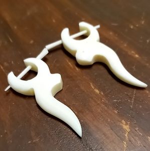 Handcarved BONE Earrings 2"